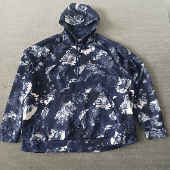 NIke Therma-Fit Pullover Fitness Hoodie Floral Print Navy Men's 2XL DQ4836-410 - Picture 4 of 14